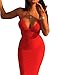 Allegrace Women Sexy Strap V Neck Bodycon Stretch Vacation Evening Party Dresses