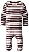 L'Ovedbaby Unisex-Baby Organic Cotton Footed Overall, Eggplant Stripe, 0-3 Months