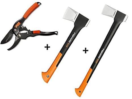 Gartenpaul Set: FISKARS Spaltaxt X17 - M + FISKARS Spaltaxt X11 - S + GARTENPAUL Gartenschere Amboss R1