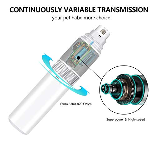 Blu7ive Dog Nail Grinder,Dog Nail Trimmers,Paw Smoothing Trimming Tools,for Small, Medium and Large Dogs, Pet Nail Grooming Clippers, with Continuously Variable Transmission