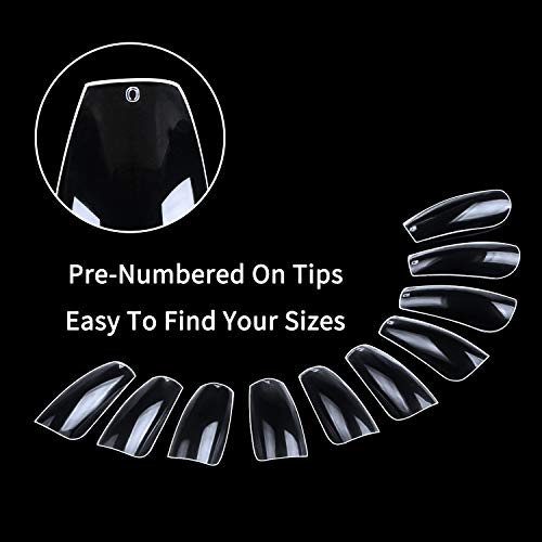 Clear Coffin Acrylic Nails - ECBASKET 500pcs Short Full Cover Ballerina Nails Tips Ballet Shaped Artificial False Nails 10 Sizes With Case
