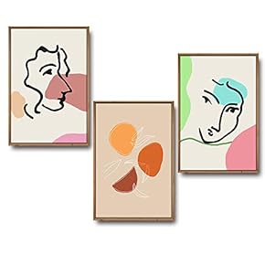 3 Piece Framed Canvas Wall Art for Living Room, Bedroom Mattis and Brutalist Canvas Prints for Modern Home Decoration Ready to Hang - 16"x24"x3 Panels