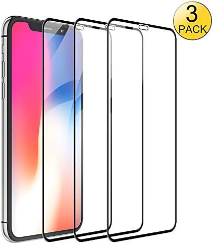 iPhone Xs Screen Protector 3 Packs Ultra Thin Clear Anti-Scratch Anti-Fingerprint Anti-Bubbles 9H Hardness Case Friendly Tempered Glass Screen Protector Full Coverage Edge to Edge Film for iPhone Xs