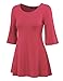MBJ Womens Tie-Dye / Solid Round Neck 3/4 Bell Sleeve Tunic Top - Made in USA