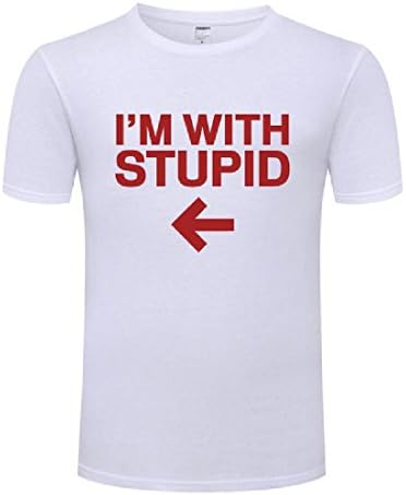 Sheng XiMen I'm with Stupid Short Sleeve Casual Vogue Pullover T Shirts Tops 5 M