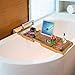 Wood Worx Bath Essentials - Premium Bamboo Bathtub Tray Caddy & Soap Holder - Nonslip Wooden Tray with Expandable Sides, Book Tablet Holder, 2 Removable Trays, Wine Glass, Smartphone & Candle Slots