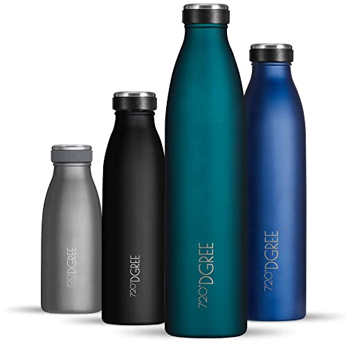 720°DGREE Edelstahl Trinkflasche “milkyBottle” - 1L - BPA-Frei, Auslaufsicher, Kohlensäure geeignet - Thermosflasche für Sprudel, Sport, Uni, Schule, 