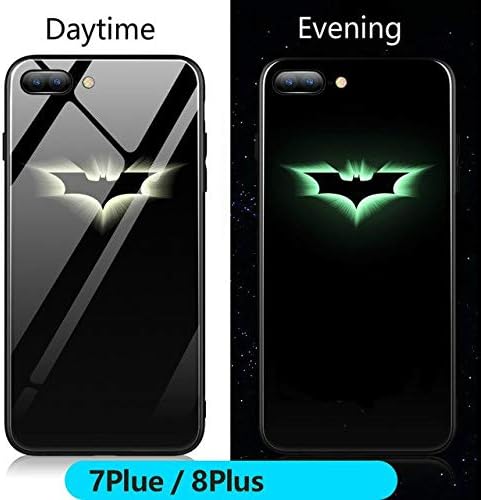 Marvel Batman Superman Iron Man Luminous Glass Case for iPhone 7 8 6 6s Plus X Xs Max Xr Avengers Spiderman Black Panther Cover (Black - for iPhone X)