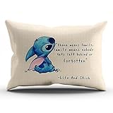 KEIBIKE Personalized Lilo and Stitch Ohana Means Family King Rectangle Decorative Pillowcases Art Zippered Throw Pillow Covers Cases 20x36 Inches One Sided