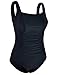 Firpearl Women's Retro One Piece Bathing Suits Ruched Tummy Control Swimsuits Black US16