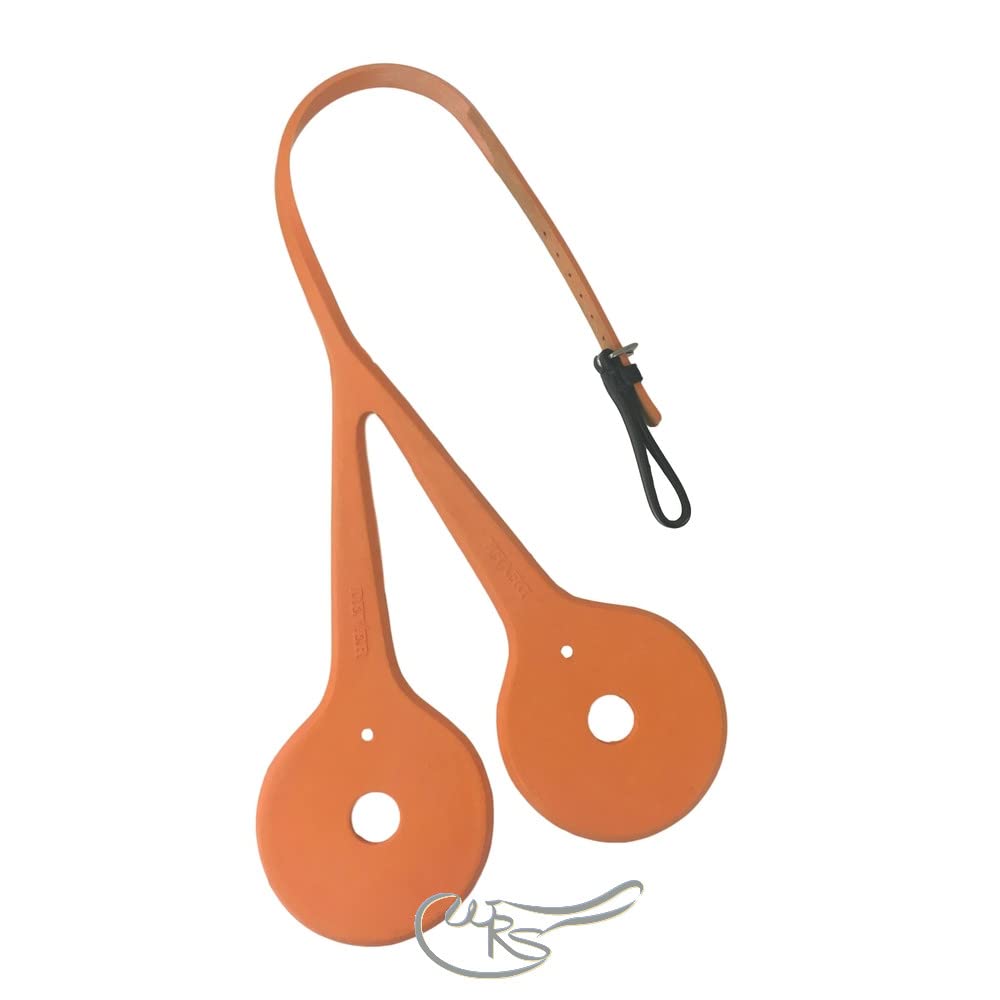 Australian Nosebands Rubber Cheeker - With Leather Strap (Orange)