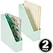 mDesign Plastic Slim Vertical File Folder Storage Organizer Bin with Handle - Hold Notebooks, Binders, Envelopes, Magazines for Home Office, Work Desktops, Ligne Collection, 2 Pack, Mint Green