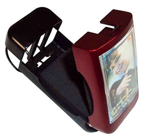 Sunglasses Clip with Photo Window - Car Visor, Belt, Purse - Red, Sunglasses Visor Clip For Sun Visor, Car Glasses Holder, Car Visor Ticket Clip Holder, Auto Reading Glasses Or Sunglasses Holder.