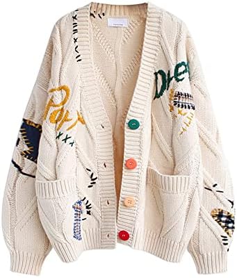 Women's Cable Knit Long Sleeve Open Front Cardigan Sheep V-Neck