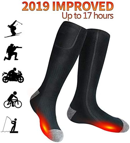 Gamegie Battery Heated Socks - Rechargeable Heating Socks, Winter Electric Thermal Socks Foot Warmers for Men Women Sport Outdoor (US Size 6-12)