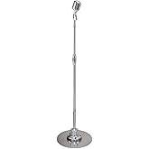 Pyle Retro Microphone, Classic Vintage Style, Unidirectional Audio, Adjustable Stand, XLR Cable, Silver Finish, Dynamic Vocal Performance Mic with 49-69” Swing Stand and Detachable Microphone