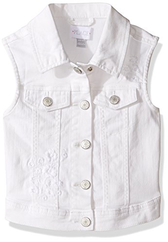 girls white denim vest