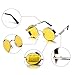 ROCKNIGHT Polarized Round Yellow Sunglasses For Men Women Night Vision Sunglasses Metal Frame
