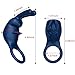 Vibrating Cock Ring - Rabbit Clitoral Vibrator Vibes for Female - Waterproof Rechargeable Penis Ring - Sex Toy for Male or Couples(Dark Blue)
