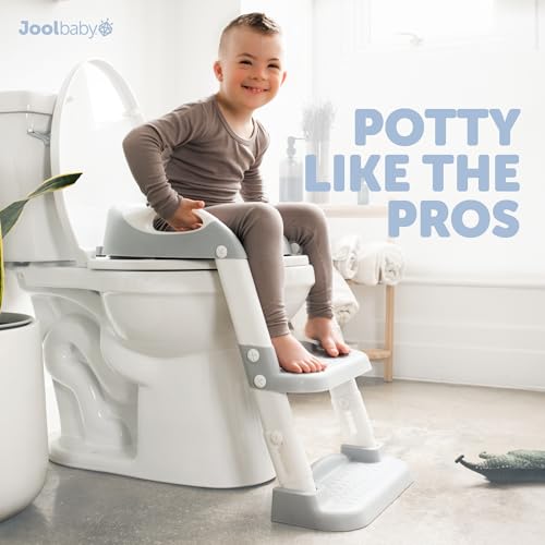 Jool Baby Potty Training Seat with 2 Step Ladder for Toddlers - Splash Guard, Adjustable Height (Gray)