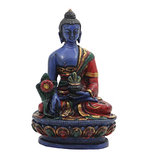 DharmaObjects Tibetan Healing Medicine Buddha Statue Hand painted Nepal