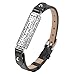 bayite for Fitbit Flex 2 Bracelet Bands Genuine Leather and Metal Wristbands for Flex2 Pink with Silver Gold Sleeve