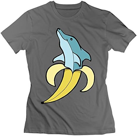 Erjran Banana Dolphin Women's Soft Short Sleeve T Shirt Color DeepHeather Size M