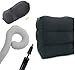 Big Inflatable Travel Pillow SET for Airplanes, Foot Rest, Neck Support, Child's Bed. Soft, Supportive 15x17 Inches. Durable, Just 1 Pound. BONUS Neck Pillow, Air Pump, Eye Shade, Ear Plugs, Carry Bag