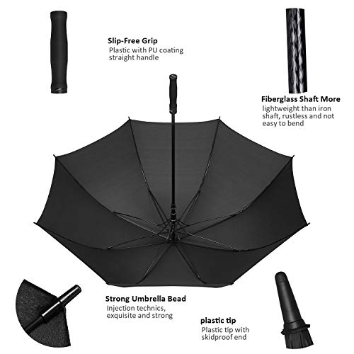 BAGAIL Golf Umbrella 68/62/58 Inch Large Oversize Windproof Waterproof Automatic Open Stick Umbrellas for Men and Women (Black(Single), 68 in) - Thumbnail 3