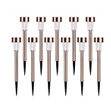 Winchance Solar LED Pathway Lights Stainless Steel Solar Stake Lights Waterproof for Outdoor Garden Lawn Patio Landscape Path Driveway Décor Lighting,12 Packs Bronze