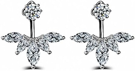 sanfnee Women's Fashion Jewelry Feather Wrap Crystal Leaf Ear Cuffs Set Stud Earrings (silver plated)