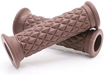 ANAY Grid Vintage Handlebar Handle Bar Throttle Hand Grips For 22mm Motorcycle (brown)