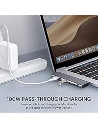 AUKEY Thunderbolt 3 USB C Hub con 4K HDMI, 2 USB 3.0, USB C Data Port, SD y lector de tarjetas MicroSD tipo C Hub Compatible con MacBook Air 2018 2019 y MacBook Pro 2016 2019