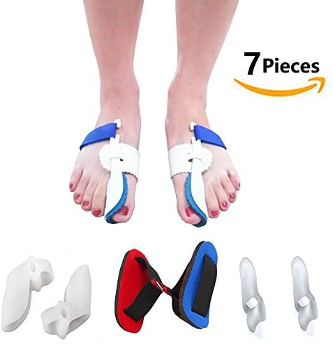 7Pcs Bunion Corrector Adjustable Splint Night Time Soft Gel for Bunion Relief, Bunion Corrector and Bunion Relief Protector Brace Kit for Big Toes, Bunion Pads, Toe Straightener, Toe Separators