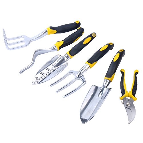 YaeTact 7 Piece Garden Tool Set with 6 Heavy Duty, Durable Aluminum Alloy Tools with Ergonomic Handles and Sizable Garden Tote Bag - Thumbnail 2