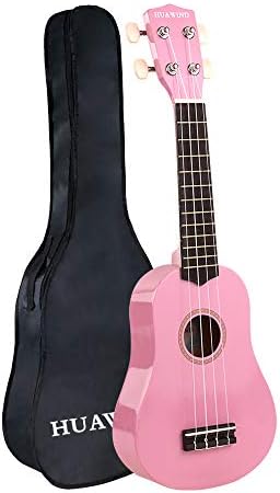 HUAWIND Soprano Ukulele For Beginners Four String Ukulele Start Pack (new-pink)