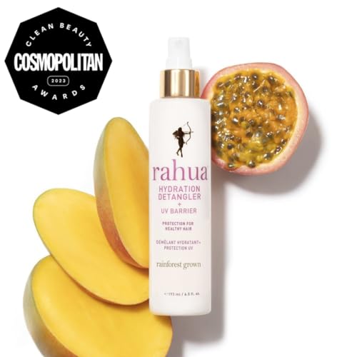Rahua Hydration Detangler + UV Barrier - Leave-In Spray for All Hair Types - Vegan Heat Protectant and Anti-Frizz Mist with Morete Oil, Sacha Inchi and Mango - Color Safe - 6.5 Fl Oz