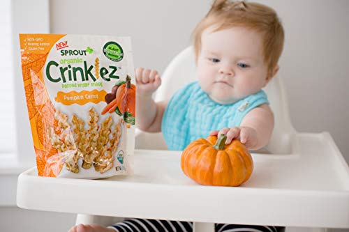 Sprout Organic Baby Food, Stage 4 Toddler Veggie Snacks, Pumpkin Carrot & Cheesy Spinach Crinklez Variety Pack, 1.5 Oz Bags (8 Count)