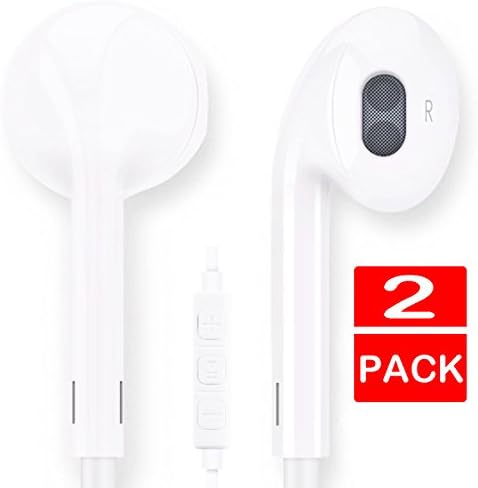 Earbuds,XinHen Headphones with Microphone Stereo Earphones with Mic and Remote Control 2Pack for iPhone 6s 6 Plus 5s 5 4s 4 SE 5C iPad iPod 7 8 7s IOS S8 S7 S6 Note 1 2 3 2 In Ear Earbuds