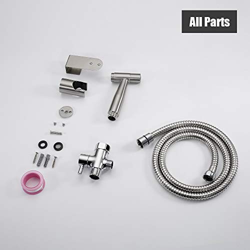 Baby Cloth Diaper Sprayer - Handheld Stainless Steel Bidet Toilet Shattaf Sprayer with Brushed Nickel - Complete Sprayer and Hose Set - Sprayer Used for Personal Hygiene