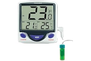 Traceable Jumbo Calibrated Digital Fridge Thermometer/Freezer Thermometer with Bottle Probe, –58 to 158 Fahrenheit, 1 Degree Resolution