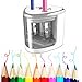 Electric Pencil Sharpener, Colored Pencil Sharpener with Dual Hole, Battery Operated Pencil Sharpener Ideal for Colored Pencils, Eyebrow Pencils-Safety Pencil Cutter for Kids Artists Students
