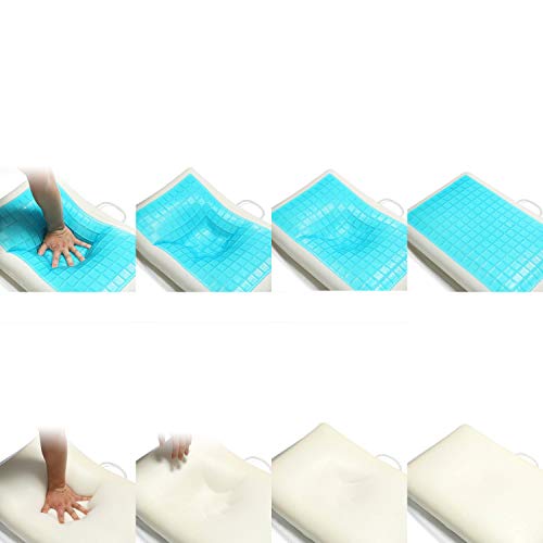 HANKEY 2 Pack Memory Foam Pillow with Cooling Gel, Double Sided Cushion