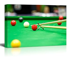 Canvas Prints Wall Art - Ball and Snooker Player Pool/Billiards Game | Modern Wall Decor/Home Decoration Stretched Gallery Canvas Wrap Giclee Print & Ready to Hang - 12" x 18"