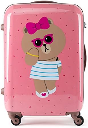 SAMSONITE x LINE FRIENDS Suitcase Gentle Brown Pink Choco Spinner Luggage 20 / 24 / 28 inch (Pink 24 (Choco))