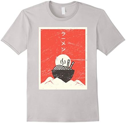 Mens Vintage Japanese Ramen Anime T-Shirt Medium Silver