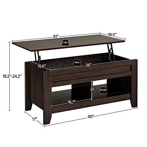 Yaheetech Lift Top Coffee Table with Hidden Storage Compartment