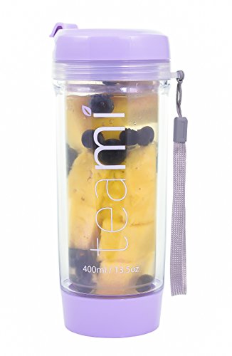 TEA TUMBLER Infuser Water Bottle by Teami - Lavender, 13.5 Ounce - BPA FREE - Double Walled Mug, Hot or Cold - Our Best Infusion Bottles for Infused Fruit, Smoothies, Tea, even Coffee