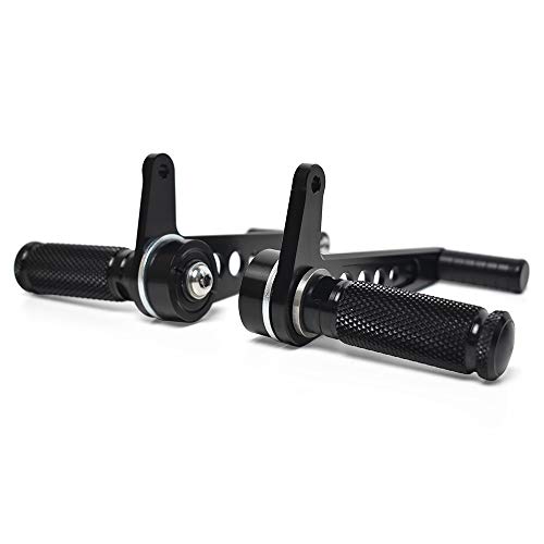 DKMOTORK 0051 Motorcycle Rearsets Rear Foot Pegs Foot Controls Cafe Racer CNC Aluminum Alloy Universal 1 Pair Black