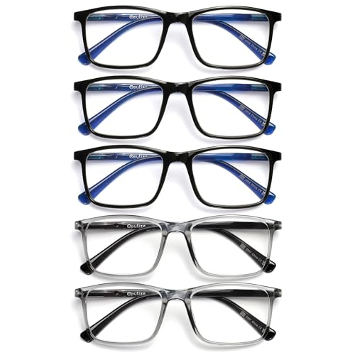 OPULIZE Ink Pack 5 Gafas De Lectura Grande Negro Gris Hombres Mujeres Bisagras Resorte RRRRR4-11177 +3,50